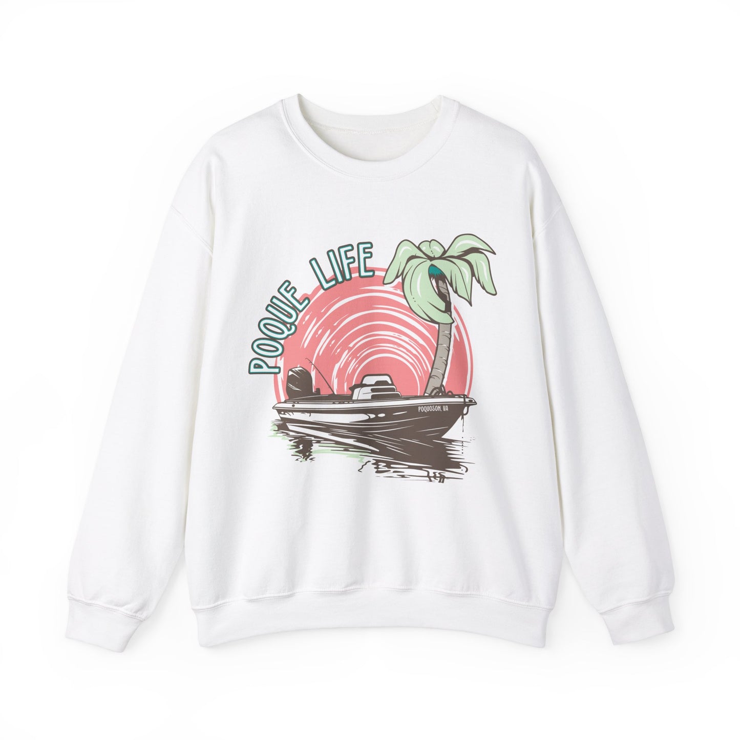 Boat with Pink Sunrise Crewneck Sweatshirt