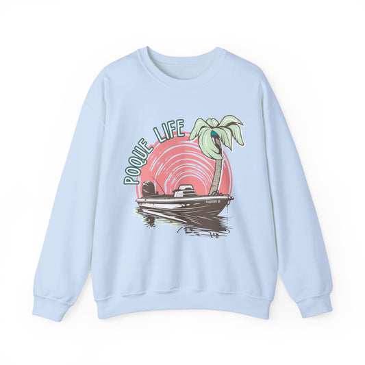 Boat with Pink Sunrise Crewneck Sweatshirt