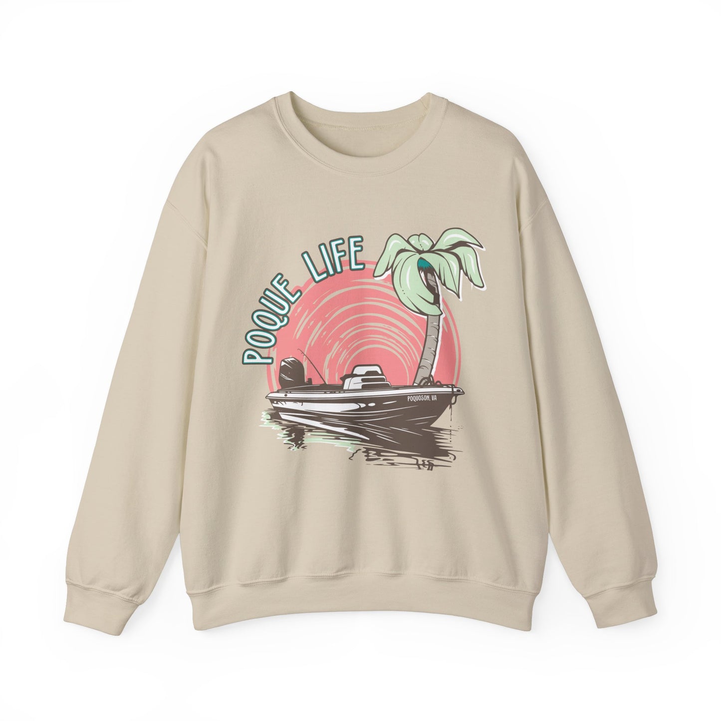 Boat with Pink Sunrise Crewneck Sweatshirt